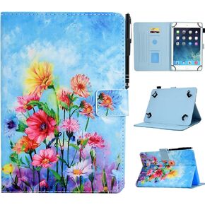 KEROM Universal 10 Inch Tablet Case, Universal 10.1 Inch Tablet Case, PU Leather Folio Stand Case Protective Cover for All 9.5" - 10.5" Tablets, Hummingbird