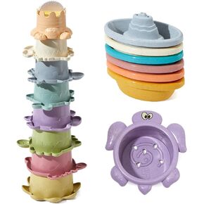 Bath Toys for Kids Ages 1-3, 14 PCS Mold Free Toddler Bath Toys for 2-4 Bathtub Water Toys Bath Boats and Cups for Babies 6-12 Months Early Learning Educational Gift