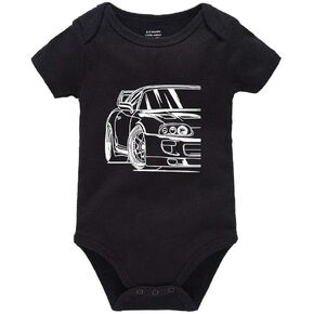 Pengshiliu Beautiful car Newborn Baby Romper Bodysuit Short Sleeve Onesie Black