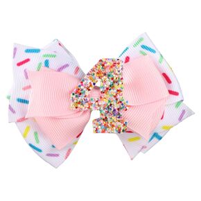 Hair Bow for Baby Girls Birthday, Ice Cream Bow Clips for Infant Girls Confetti Kids Birthday Bow for Hair Pink Hair Bow for Toddler Girls Birthday Accessories (2)