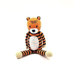 Pebble Fair Trade Handmade Crochet Cotton Tiger - Soft Orange