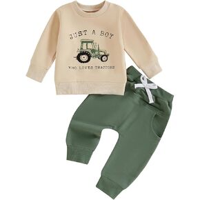 FIOMVA Toddler Baby Boy Fall Winter Clothes Outfit Farm Long Sleeve Sweatshirt Top+Long Pant Set 3 6 9 12 18 24Month 2t 3t