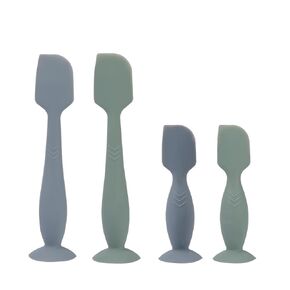 Baby Spatula for Diaper Cream, 4 Pack Baby Diaper Cream Applicator, SiliconeDiaper Cream Spatula Applicator with Suction Cup Base, 2 Each of Large and Mini Sizes(Green, Blue)