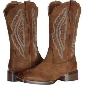 J's.o.l.e Square Toe Cowboy Boots for Women Wide Calf Cowgirl Boots Country Western Boots Mid Calf