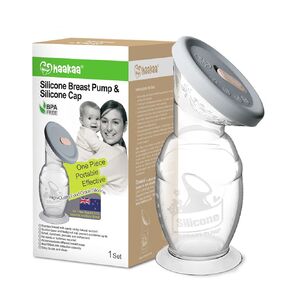 haakaa Manual Breast Pump 4oz/100ml(Base) - One-Piece Design with Upgrade Suction Base & Silicone Cap, Food Grade Silicone Milk Saver & Milk Catcher for Breastfeeding Moms