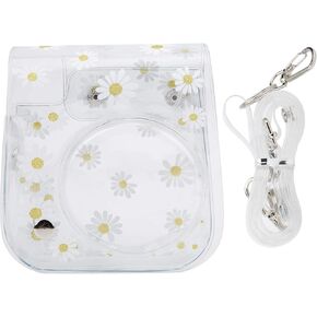 EVTSCAN Instant Camera Case, PVC Camera Protective Cover Daisy Transparent Sling Shell Bag with Shoulder Strap