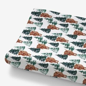 HawSkgFub Highland Cow Eucalyptus Leaf Changing Pad Cover for Baby Girl Boy, Natural Western Farm Animal Diaper Change Table Covers, Soft Stretchy Safe Snug Fitted Changing Mat Sheet Fit 32"/34" x 16"