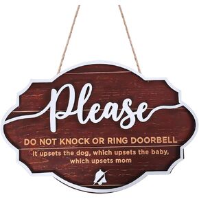 Baby Sleeping Sign, 3D Please Do Not Knock or Ring Doorbell Sign Hanging Kids Sleeping Door Sign Creative New Parents Gifts for Baby Room Front Door Nursery
