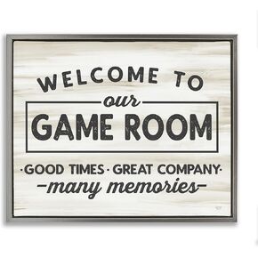 Stupell Industries Welcome To Game Room Framed Floater Canvas Wall Art by Lux + Me Designs