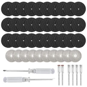 Cutting Discs for Dremel Rotary Tool, Cutting Wheel Set 30 Pcs for Dremel Cutting Tool, 10 Pcs Diamond Cutting Wheels Cut Off Discs with 6 Mandrel Shank 2 Screwdrivers for Cutting Metal, Wood, Stone