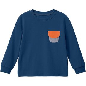 Witwot Toddler Baby Long Sleeve Shirt Boy Girl Cotton Cute Crew Neck Shirts with Pocket Tees Tops Unisex 18M-6Y