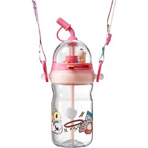 bc babycare 17oz Kids Water Bottle Cute Kid Straw Bottles for School Spill Proof Toddler Cups with Soft Silicone Straw and Adjustable Strap BPA-Free Green