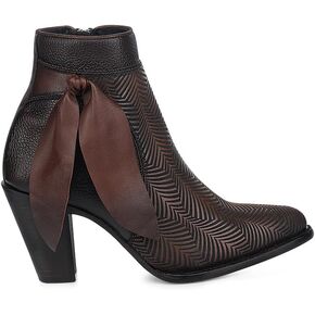 Cuadra Women's Genuine Leather Bootie with Decorative Fringe Brown 3F0PRS