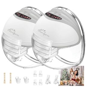 Breast Pump Hands-Free, Wearable Breast Pump, Portable Electric Breastfeeding Pump with Smart Display, 3 Modes & 12 Levels, 24mm Flange Insert, 2 Pack