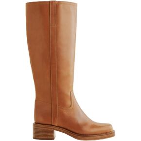 Black Women's Knee High Boots Chunky Block Heel Long Boots for Women Casual Pull-on Square Toe Boots Low Heel Womens Boots.