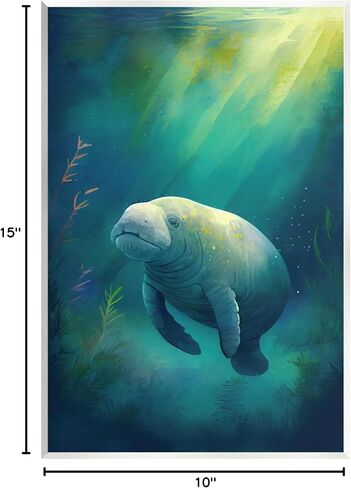 Stupell Industries Manatee Underwater View Wall Plaque Art by Enrico McGarrigle in Saudi Arabia