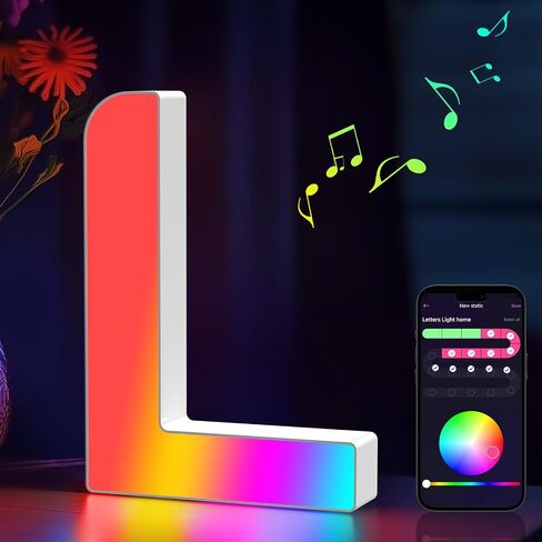 تضيء الحروف Marquee Letter - مزامنة الموسيقى RGB اللون تغيير أضواء الحروف LED رسالة شعار لعبة أضواء للفتيات النساء حفلة عيد ميلاد عيد الميلاد عيد الحب جدار سطح المكتب الديكور (MRGB-A) in Kuwait