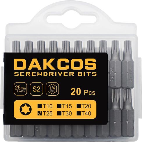 20-Piece T25 Torx Bit Set, Premium S2 Alloy Steel 1-inch Long Screwdriver Insert Bits Hex Shank with Quick Release Slot in Saudi Arabia