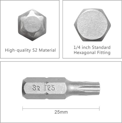 20-Piece T25 Torx Bit Set, Premium S2 Alloy Steel 1-inch Long Screwdriver Insert Bits Hex Shank with Quick Release Slot in Saudi Arabia