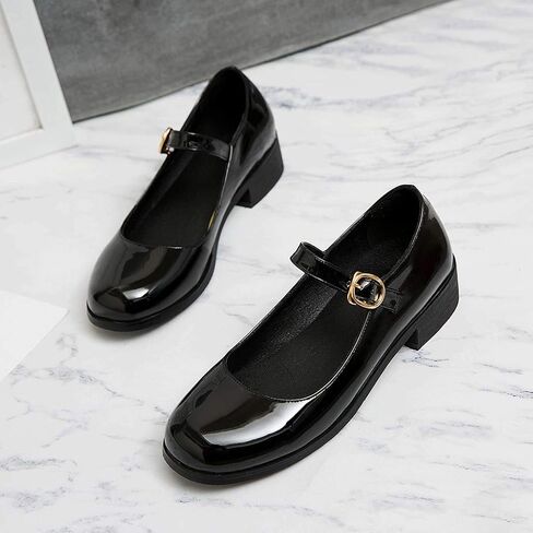 Womens Patent Mary Jane Flats Closed Toe Comfortable Shoes in Kuwait