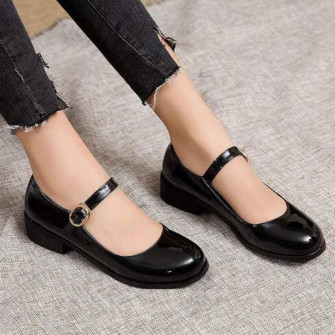 Womens Patent Mary Jane Flats Closed Toe Comfortable Shoes in Kuwait