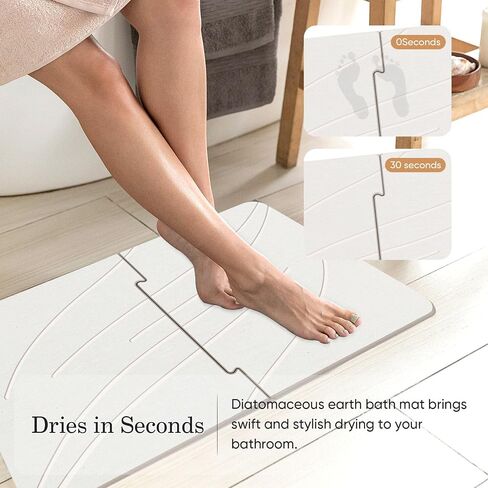 Stone Bath Mat Diatomaceous Earth Shower Mat Non-Slip Super Absorbent Bathroom Floor Mat Quick Drying Natural Easy to Clean(24 * 16 White) in Saudi Arabia
