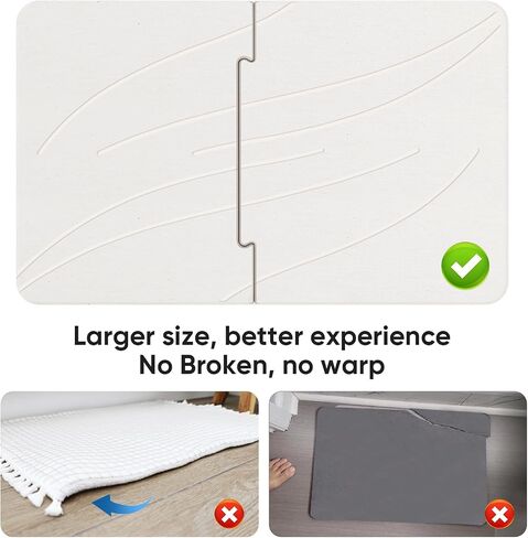 Stone Bath Mat Diatomaceous Earth Shower Mat Non-Slip Super Absorbent Bathroom Floor Mat Quick Drying Natural Easy to Clean(24 * 16 White) in Saudi Arabia