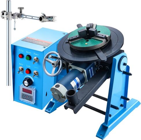 VEVOR Rotary Welding Positioner 66LBS / 30KG, 0-90° Welding Positioning Turntable Table 1-12RPM 80W, with 12.4 Inch 3-Jaw Lathe Chuck & Welding Torch Stand Holder for Cutting, Grinding, Assembly in Saudi Arabia