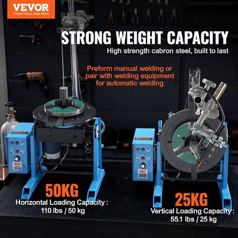 VEVOR Rotary Welding Positioner 66LBS / 30KG, 0-90° Welding Positioning Turntable Table 1-12RPM 80W, with 12.4 Inch 3-Jaw Lathe Chuck & Welding Torch Stand Holder for Cutting, Grinding, Assembly in Saudi Arabia