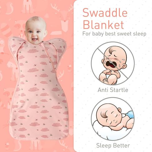 Organic Cotton 3-Way Wearable Swaddle Sleep Sacks | Arms Up Design for Easy Diaper Changes & Startle Reflex Relief | Baby Transition Swaddle for Newborns to Infants in Saudi Arabia