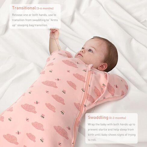 Organic Cotton 3-Way Wearable Swaddle Sleep Sacks | Arms Up Design for Easy Diaper Changes & Startle Reflex Relief | Baby Transition Swaddle for Newborns to Infants in Saudi Arabia