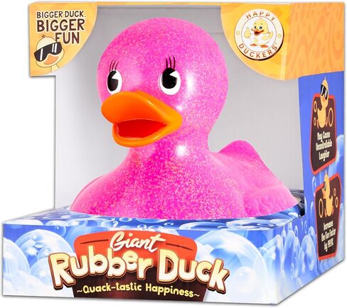 Giant Rubber Duck - 10.5" Inches - Our Large Rubber Duck Provides Big Rubber Ducky Fun in a Cute Custom Giftable Box - Traditional Yellow Rubber Duck and Glitters Rubber Ducks Available - Pink in Saudi Arabia
