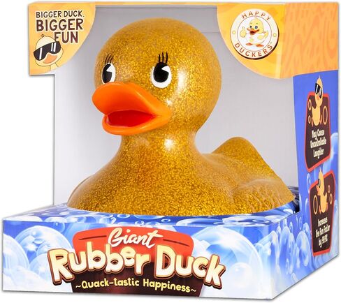 Giant Rubber Duck - 10.5" Inches - Our Large Rubber Duck Provides Big Rubber Ducky Fun in a Cute Custom Giftable Box - Traditional Yellow Rubber Duck and Glitters Rubber Ducks Available - Pink in Saudi Arabia