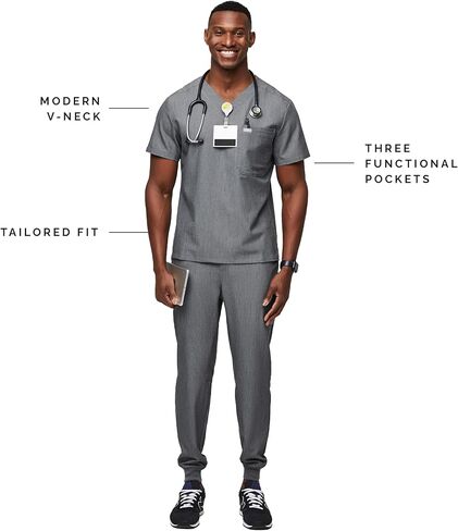 FIGS Leon Three-Pocket Scrub Top for Men - Navy Blue, M in Kuwait