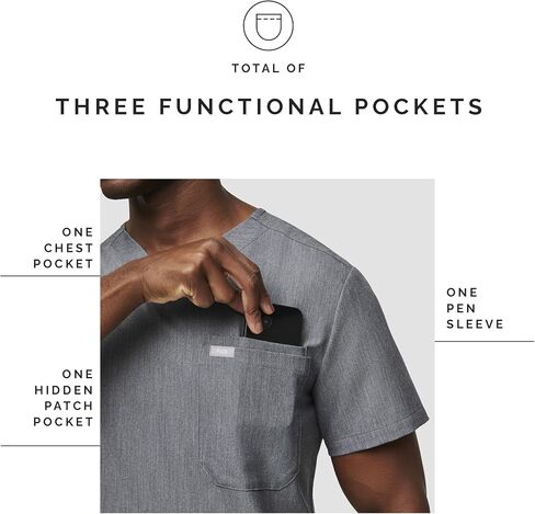 FIGS Leon Three-Pocket Scrub Top for Men - Navy Blue, M in Kuwait