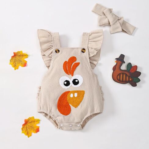 عيد الشكر طفلة الزي المطرزة تركيا رومبير بذلة الرضع ملابس عيد الشكر الأول in Kuwait