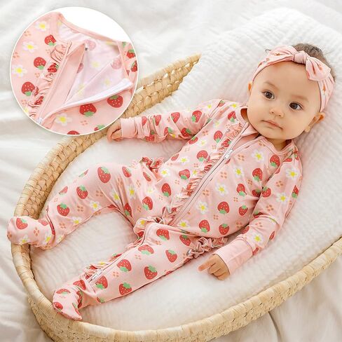 Footie Ruffled One-Piece Rompers 0-36 Months in Kuwait