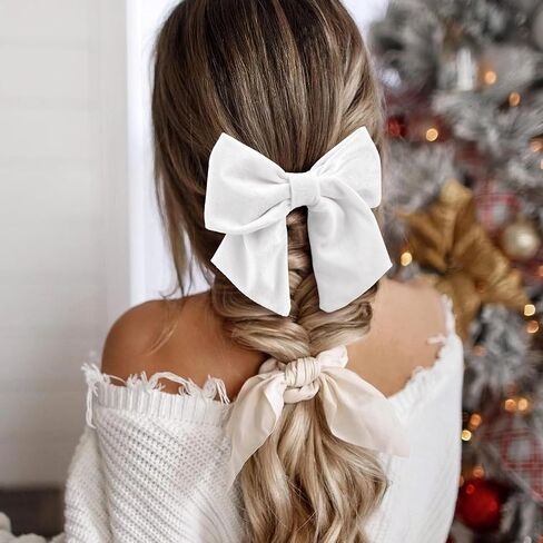 6'' Large Christmas Velvet Hair Bows Alligator Clips for Women Red Bows Clip for Hair Bowknot Baby Girls Kids Christmas Hair Accessories Green White in Saudi Arabia