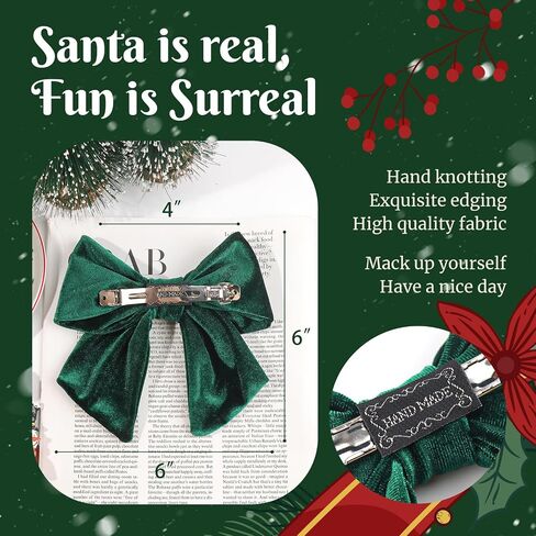 6'' Large Christmas Velvet Hair Bows Alligator Clips for Women Red Bows Clip for Hair Bowknot Baby Girls Kids Christmas Hair Accessories Green White in Saudi Arabia