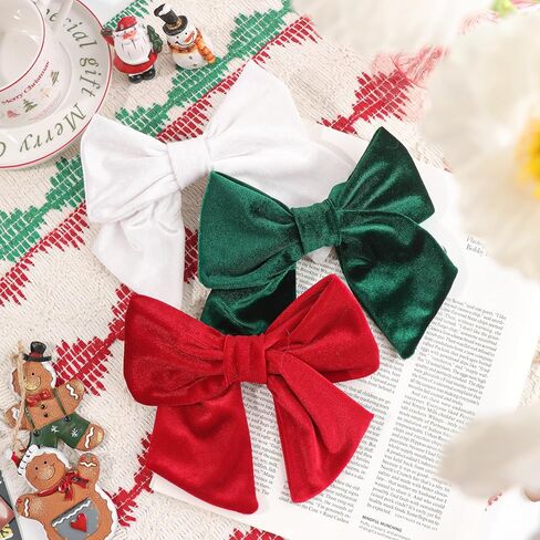 6'' Large Christmas Velvet Hair Bows Alligator Clips for Women Red Bows Clip for Hair Bowknot Baby Girls Kids Christmas Hair Accessories Green White in Saudi Arabia