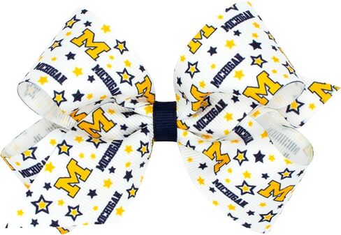 Divine Creations Girls' Collegiate Themed Game Day Logo Print Hair Bow By Wee Ones on a WeeStay Clip, Classic Grosgrain, Medium, Michigan Wolverines in Kuwait