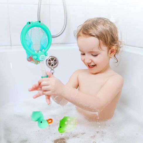 ألعاب الحمام للأطفال الذين تتراوح أعمارهم بين 1-3 سنوات، ألعاب حمام سيليكون مع منظم 8 قطع ألعاب حوض الاستحمام للأطفال الصغار 2-4 بنين بنات سباحة سلحفاة الرياح حتى حمام السباحة المائي 0-6-12-18 هدايا دش عيد الميلاد in Kuwait