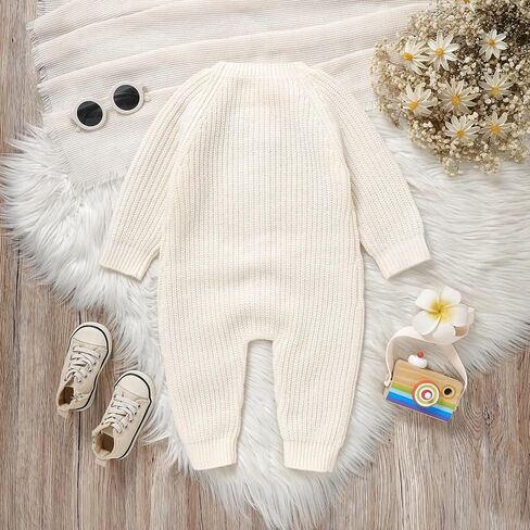 Infant Baby Boy Girl Embroidery Hedgehog Knitted Sweater Romper Long Sleeve Button Jumpsuit Warm Winter Clothes in Saudi Arabia