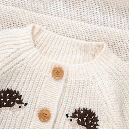 Infant Baby Boy Girl Embroidery Hedgehog Knitted Sweater Romper Long Sleeve Button Jumpsuit Warm Winter Clothes in Saudi Arabia