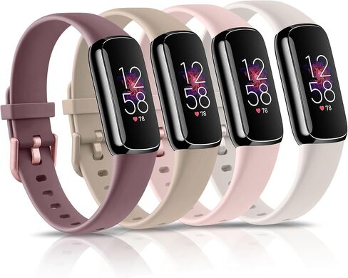 4 Pack Bands for Fitbit Luxe Bands, Soft Silicone Wristband Replacement Strap for Fitbit Luxe/Luxe Special Edition Fitness Tracker Women Men (Small, Gold/Rose Gold/Wine Red/Navy Blue) in Kuwait