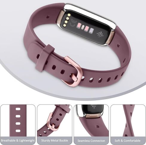 4 Pack Bands for Fitbit Luxe Bands, Soft Silicone Wristband Replacement Strap for Fitbit Luxe/Luxe Special Edition Fitness Tracker Women Men (Small, Gold/Rose Gold/Wine Red/Navy Blue) in Kuwait