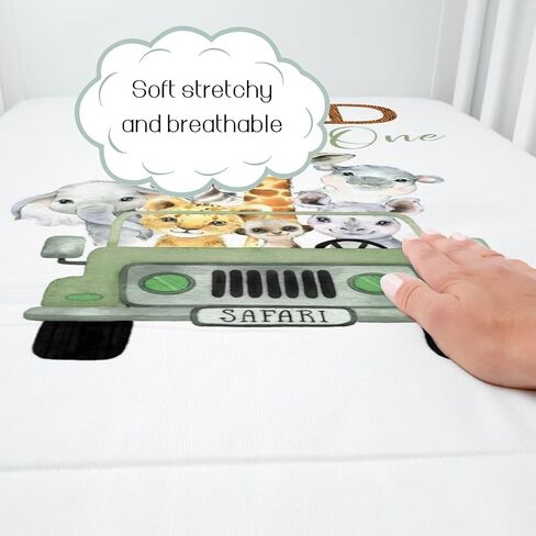 HawSkgFub Wild One Safari Animals Truck Fitted Standard Crib Sheet for Baby Boy Girl, Neutral African Jungle Animal Toddler Mattress Cover, Soft Stretchy Nursery Bed Sheets Decor Kids Gift 52 x 28 in Saudi Arabia