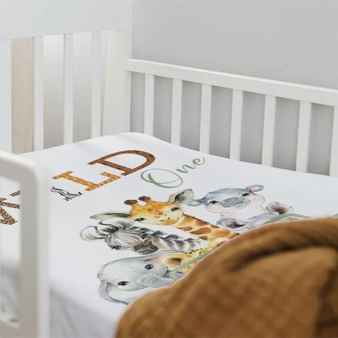 HawSkgFub Wild One Safari Animals Truck Fitted Standard Crib Sheet for Baby Boy Girl, Neutral African Jungle Animal Toddler Mattress Cover, Soft Stretchy Nursery Bed Sheets Decor Kids Gift 52 x 28 in Saudi Arabia
