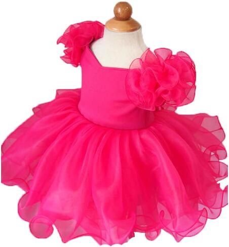 Jenniferwu EB053C Infant Toddler Baby Newborn Little Girl's Pageant Party Birthday Dress Fuchsia Size 0-3M in Saudi Arabia