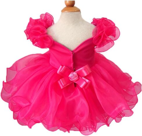 Jenniferwu EB053C Infant Toddler Baby Newborn Little Girl's Pageant Party Birthday Dress Fuchsia Size 0-3M in Saudi Arabia